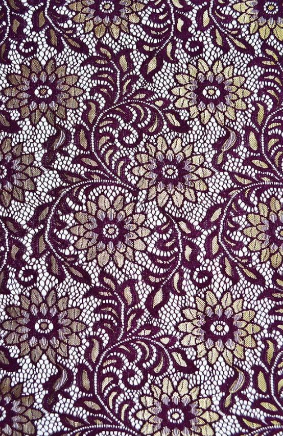 Тканина мереживне полотно стрейч гілочка з квітами ширина 150 см Фіолетовий (11167.009)