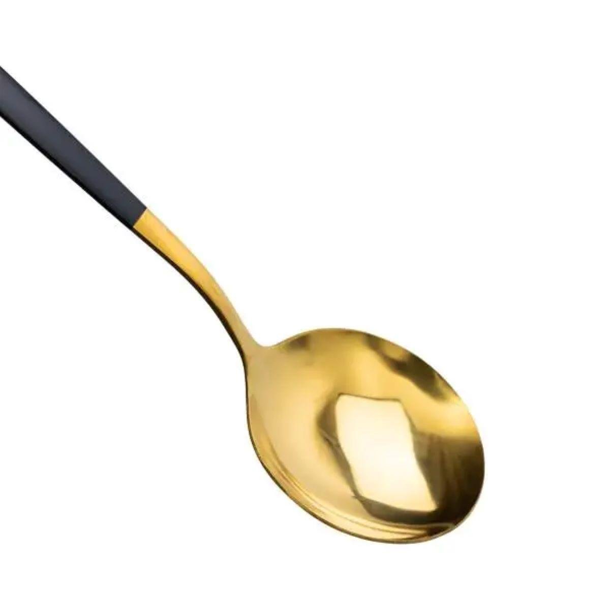 Набор столовых ложек из нержавеющей стали HP-20-3 21 см 6 шт. Черный/Золотой (A-033700) - фото 3 Набор столовых ложек из нержавеющей стали HP-20-3 21 см 6 шт. Черный/Золотой (A-033700) - фото 3