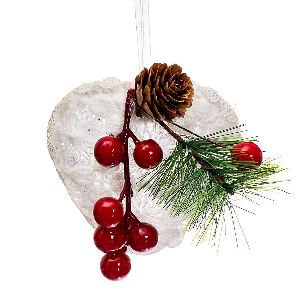 Іграшка на ялинку Elisey Ягідне серце Срібний (NH-106-K-72)