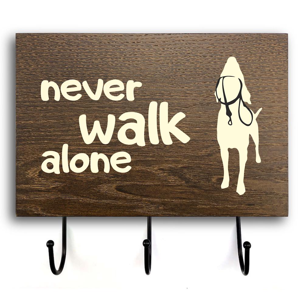 Табличка-вешалка деревянная входная Never Walk 20х30 см