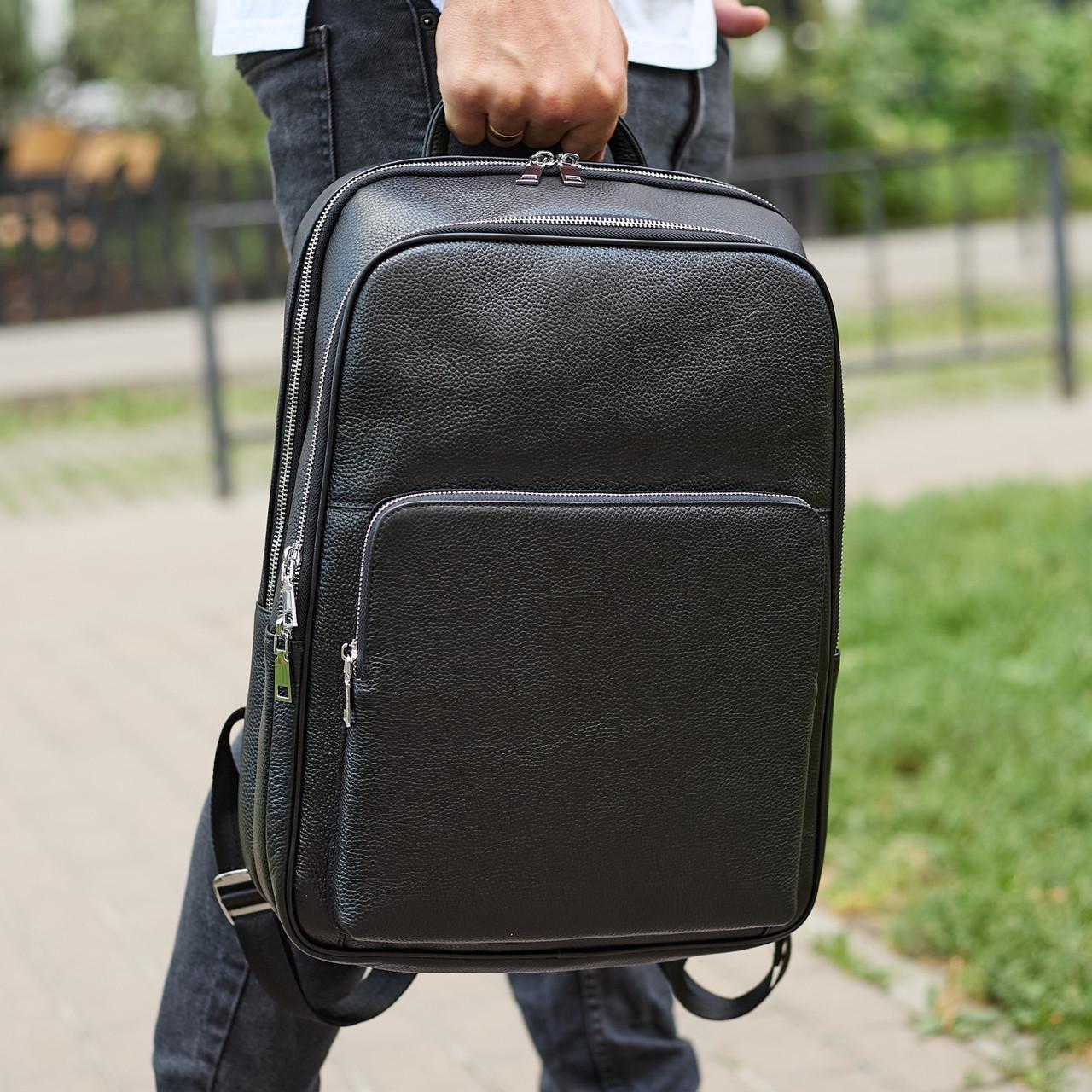 Рюкзак мужской классический Tiding Bag 45239 из натуральной кожи Черный (45239)