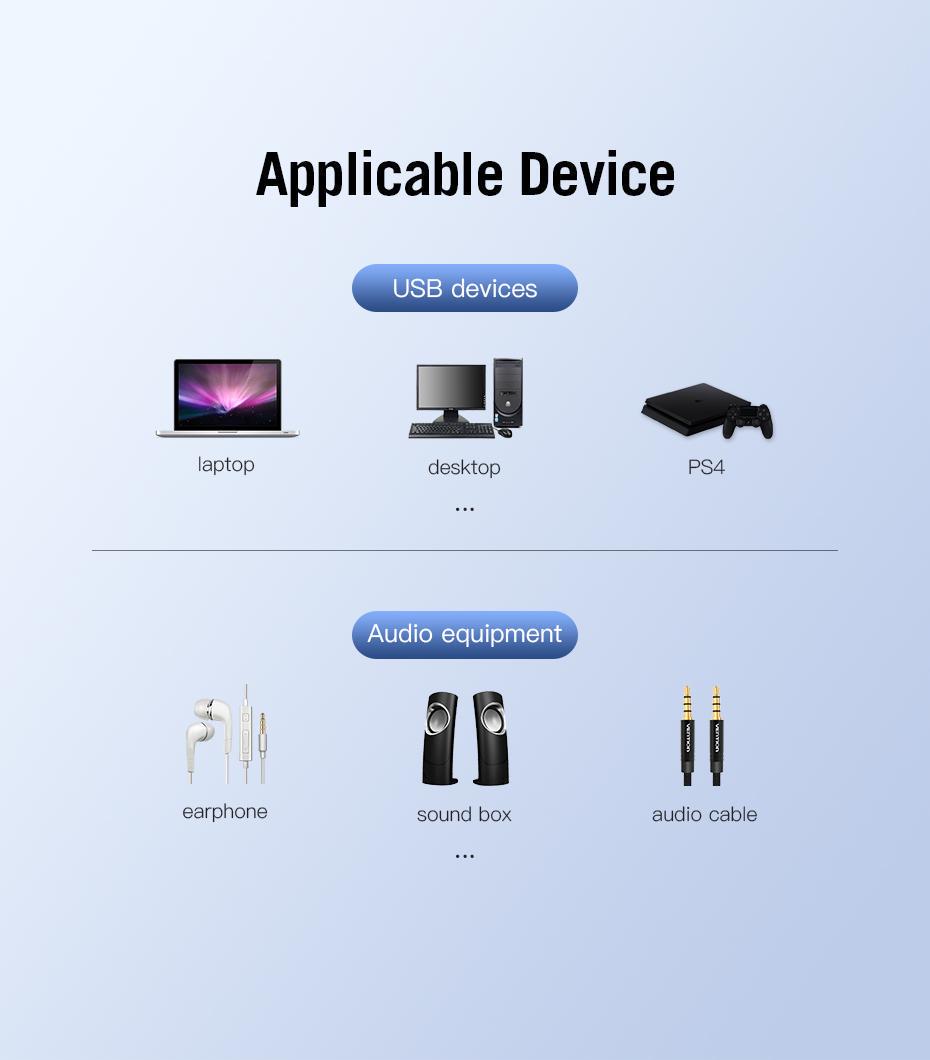 Звукова карта з підтримкою мікрофону Vention USB-3,5 мм minijack 16 біт/48 кГц TRRS AUX 2-піновий Сірий (CDJHB) - фото 10 Звукова карта з підтримкою мікрофону Vention USB-3,5 мм minijack 16 біт/48 кГц TRRS AUX 2-піновий Сірий (CDJHB) - фото 10