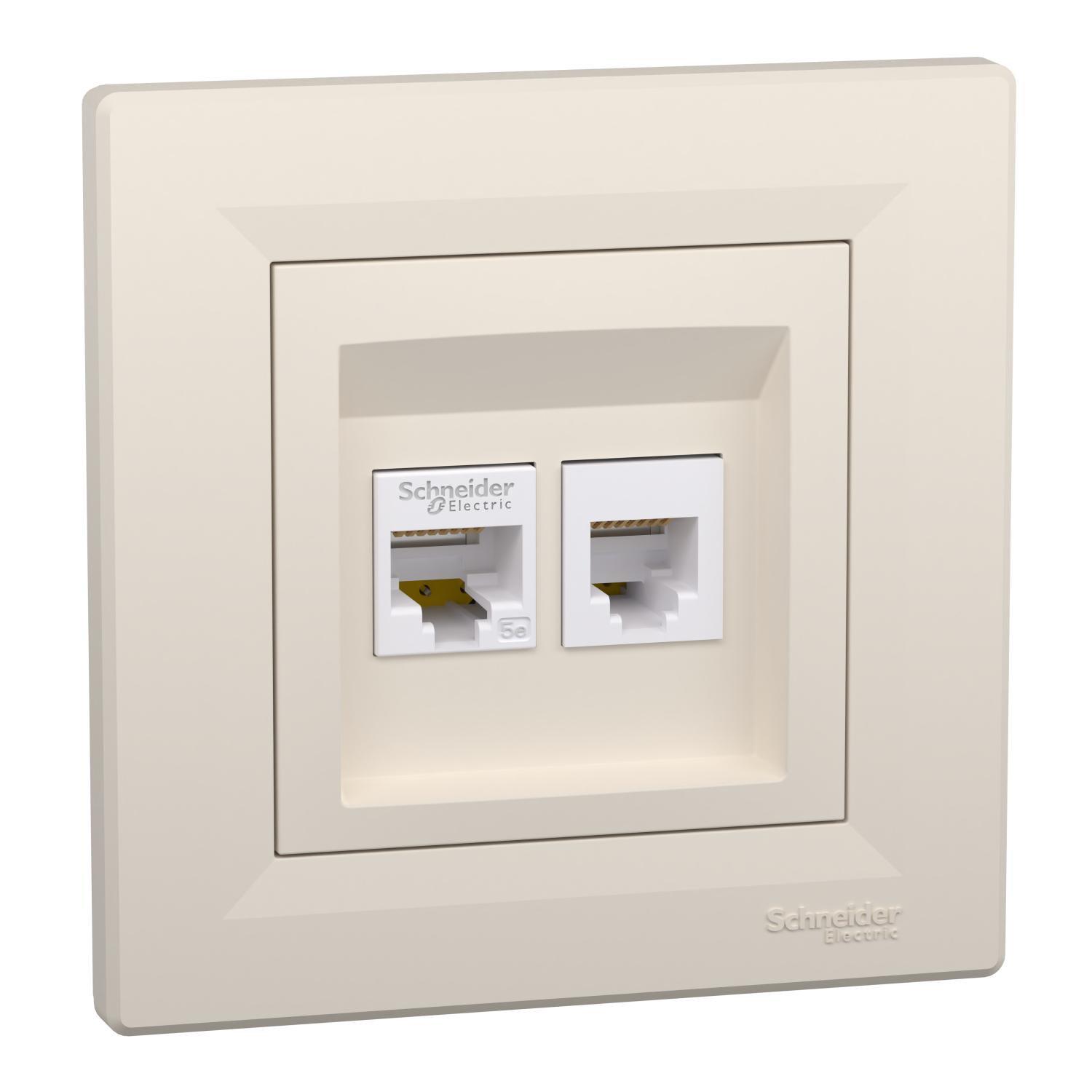Розетка двойная телефонная Schneider Electric Asfora RJ11 RJ45 Кремовый (EPH4900123) Розетка двойная телефонная Schneider Electric Asfora RJ11 RJ45 Кремовый (EPH4900123)