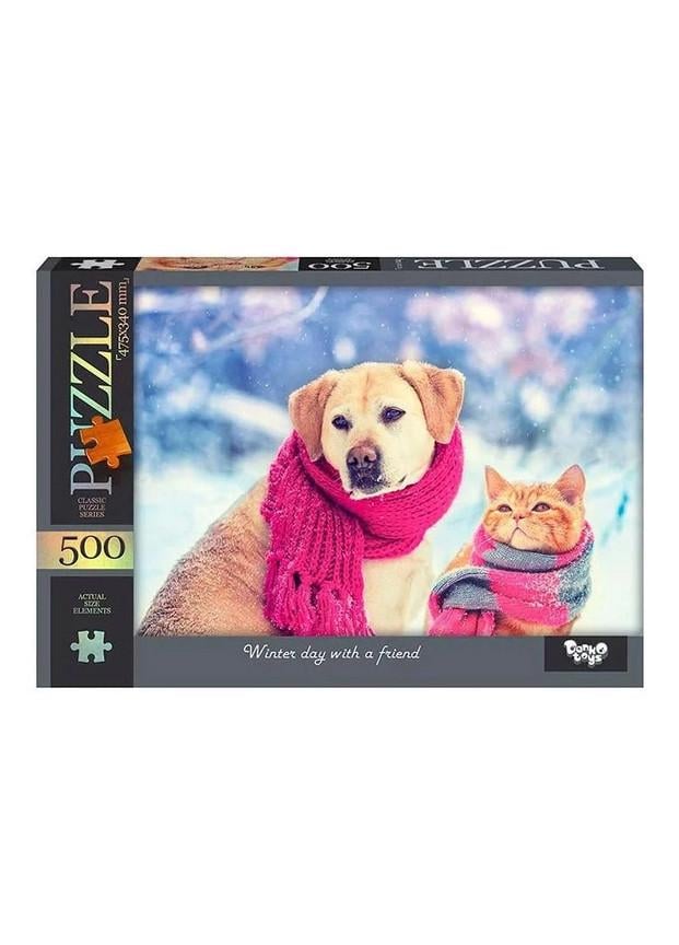 Пазлы детские Danko Toys Winter day with a friend 475х340 мм 500 элементов (C500-14-08)