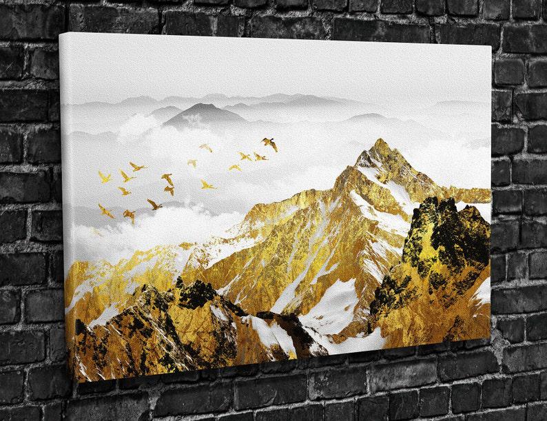 Картина для интерьера Золотые горы 120x80 см (566)