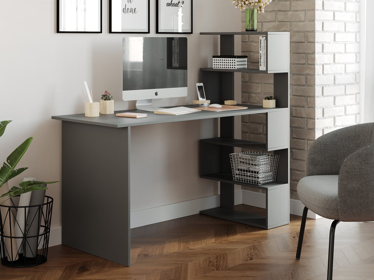 Компьютерный стол Moreli Christer 1416x1226x600 Антрацит (61ea887affd729102b41955d)