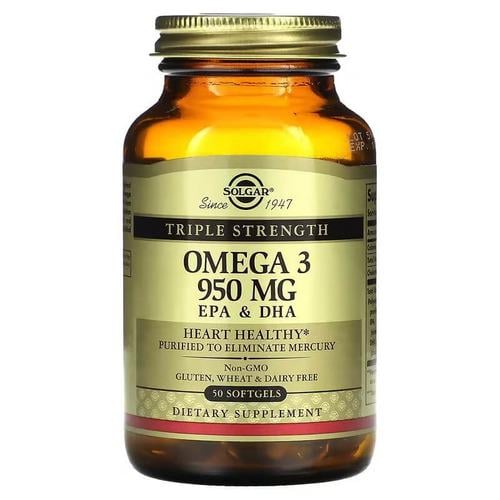 Омега-3 Solgar Triple Strength Omega-3 950 мг EPA&DHA 50 жидких капс. (SOL-02057)