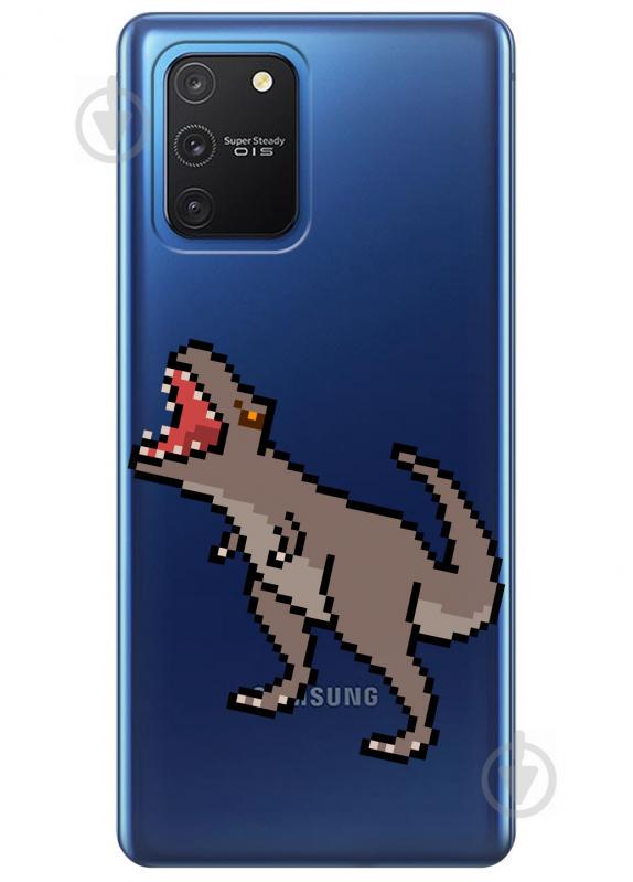 Прозорий силіконовий чохол iSwag для Samsung Galaxy S10 Lite - Піксельський динозавр (KS3475)