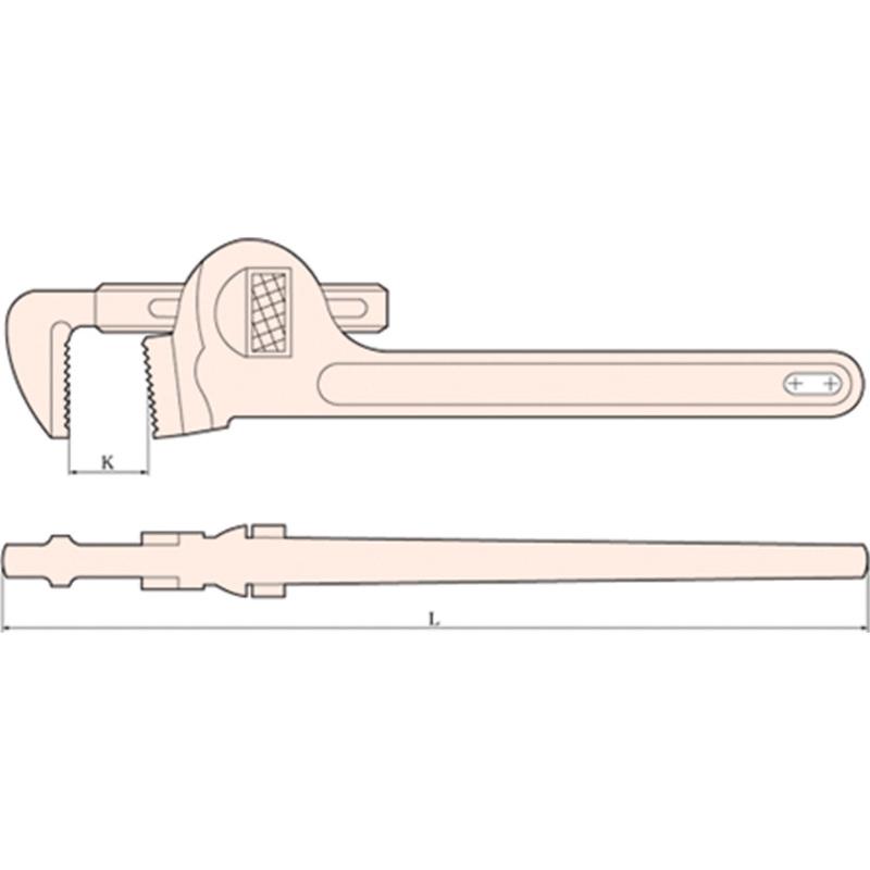Ключ трубний Garwin іскробезпечний 0-75 мм 600 мм (GSS-TJ075) - фото 2 Ключ трубний Garwin іскробезпечний 0-75 мм 600 мм (GSS-TJ075) - фото 2