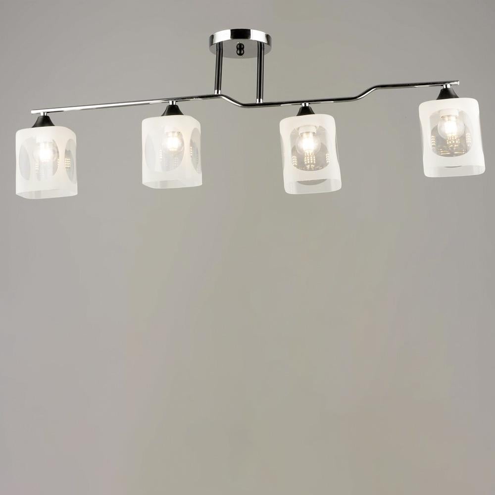 Люстра потолочная Lighthouse SRS-20128/4 CH+BK Черный/Хром/Белый/Прозрачный (113358)