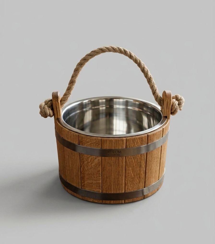 Ведро дубовое с нержавеющей вставкой 4 л