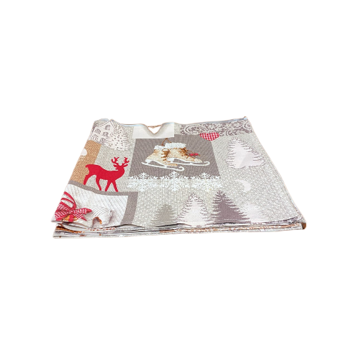 Набор новогодних салфеток Огоньки/олени и коньки текстильные (13101869)
