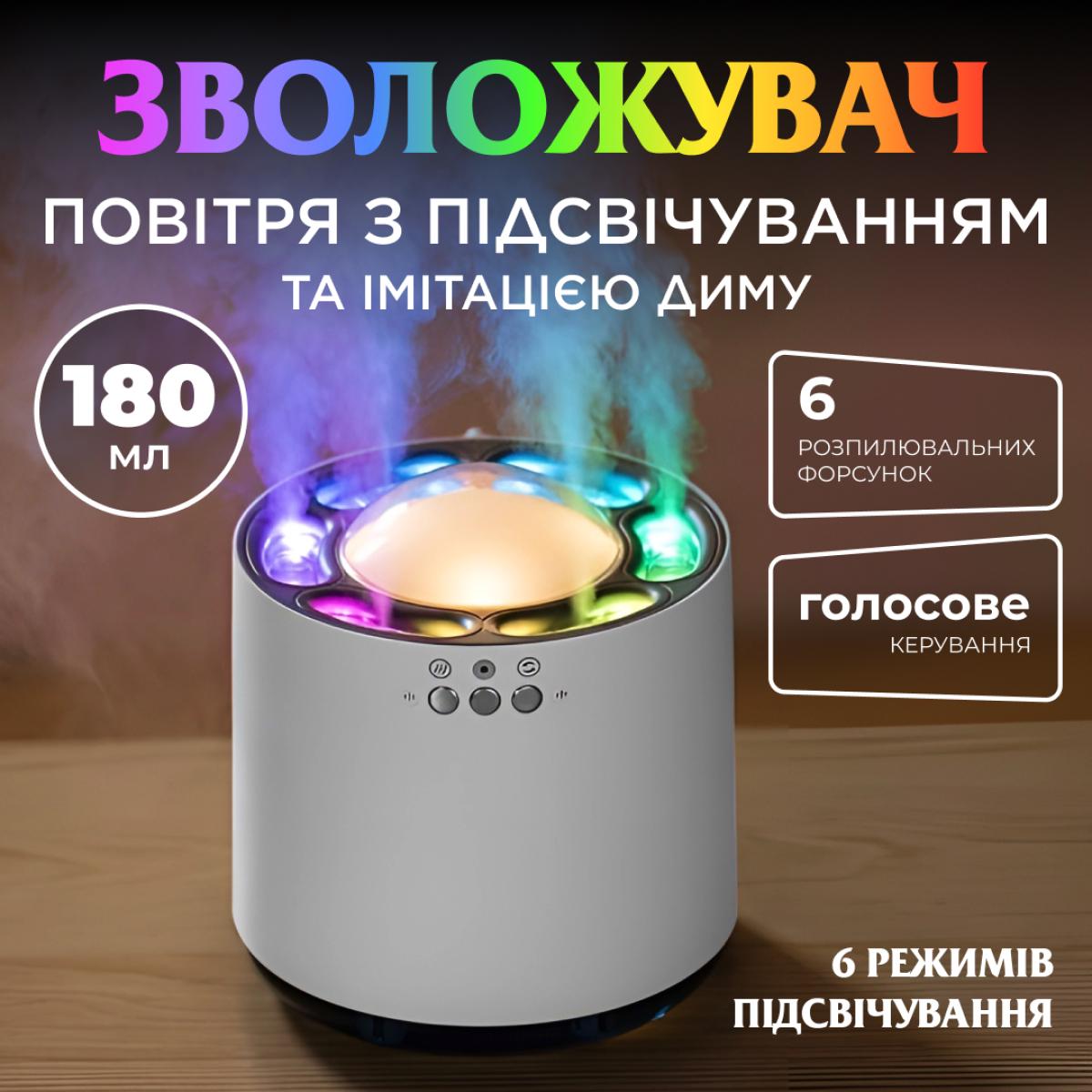 Увлажнитель воздуха Happy Life HPKP6262 с RGB-подсветкой и музыкой 800 мл Белый (100-107-HPKP6262) - фото 5