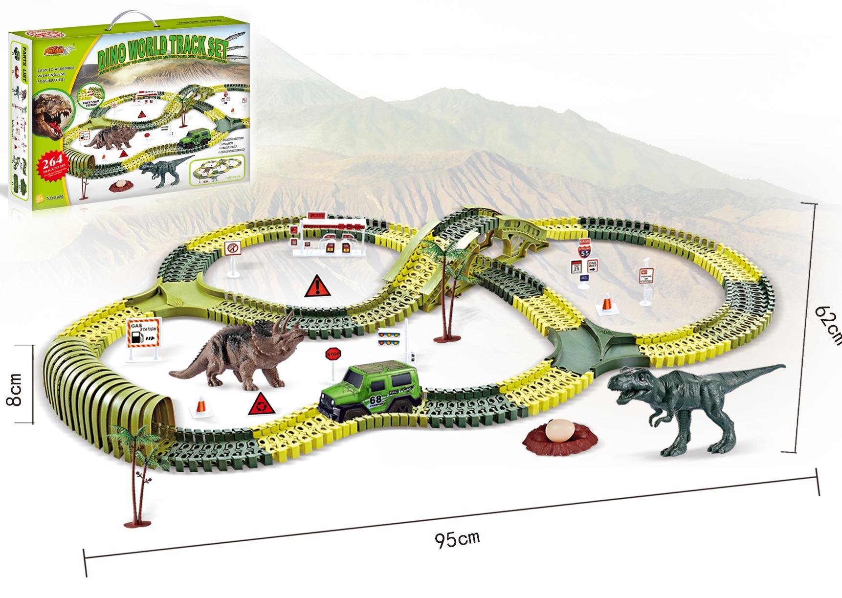 Автомобильный гоночный трек Мир Динозавров Pheoni Jurassic Dinosaur Tracks 264 элемента - фото 3