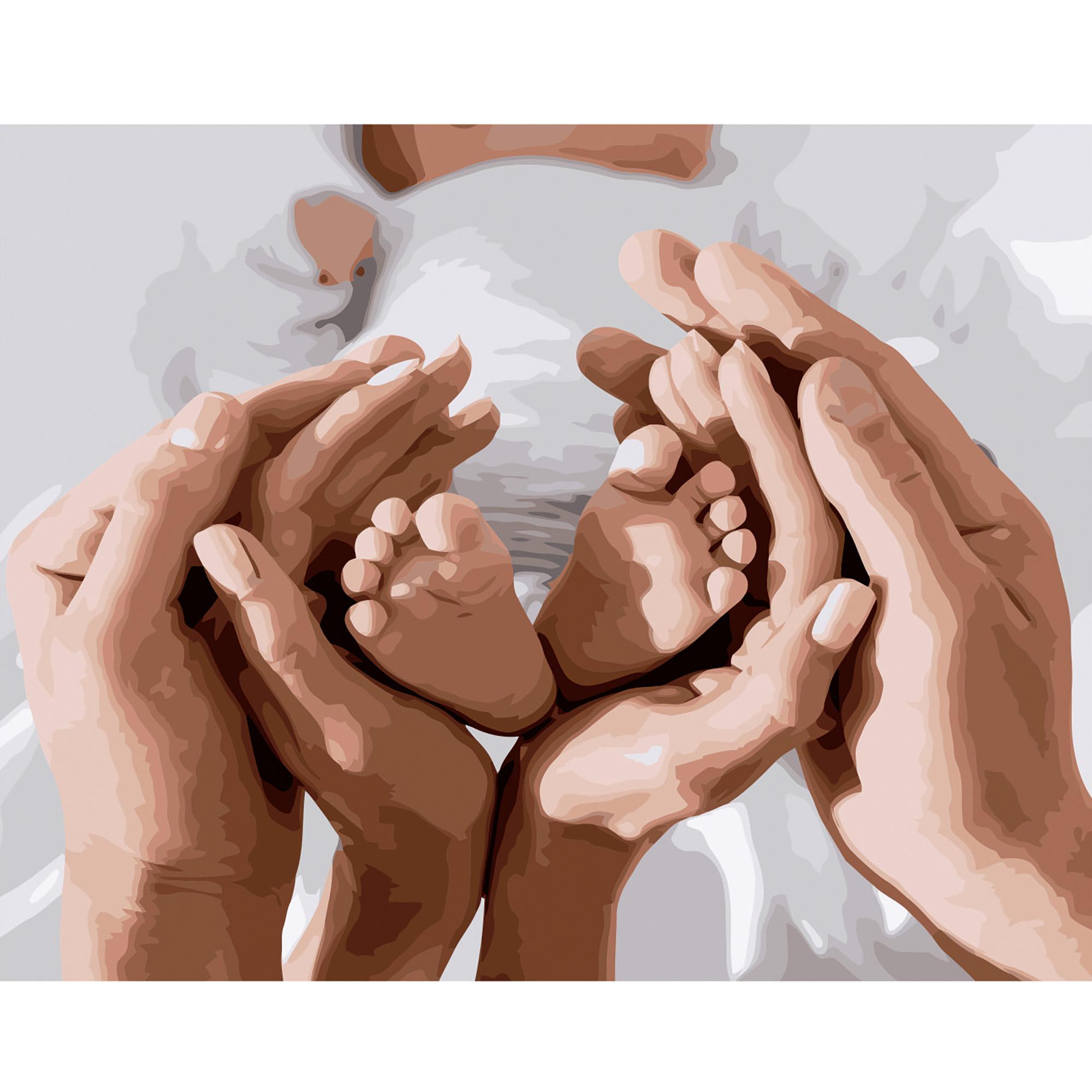 Картина по номерам Strateg Маленькие ножки в ладошках 40x50 см (VA-2654)