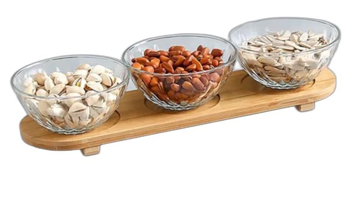 Менажница на подставке Stenson Glass 37х12х7 см 4 пр. (AN013570)