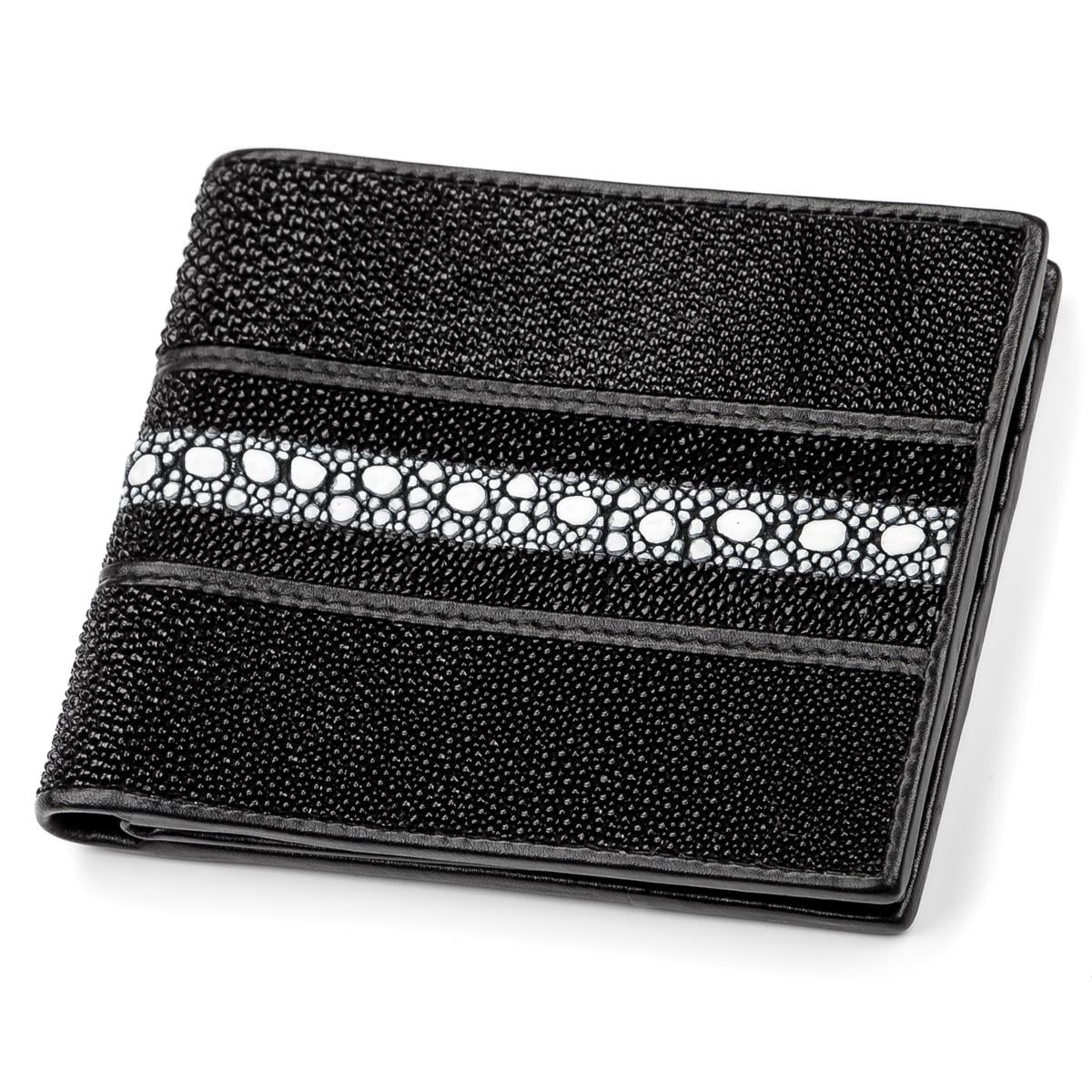 Портмоне мужское Stingray Leather 18042 из натуральной кожи морского ската Черный