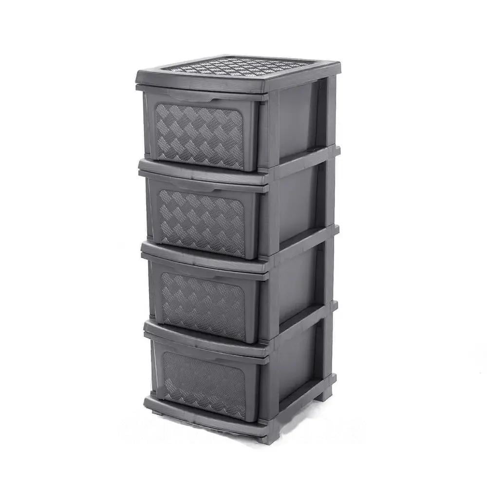 Комод R-Plastic Компакт плюс 4 яруса 34x40x86 см Металлик Комод R-Plastic Компакт плюс 4 яруса 34x40x86 см Металлик