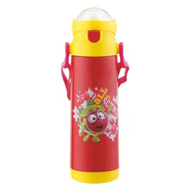 Термос-поилка детская с ремешком из нержавеющей стали с силиконовой трубочкой 350 мл Red (30310)