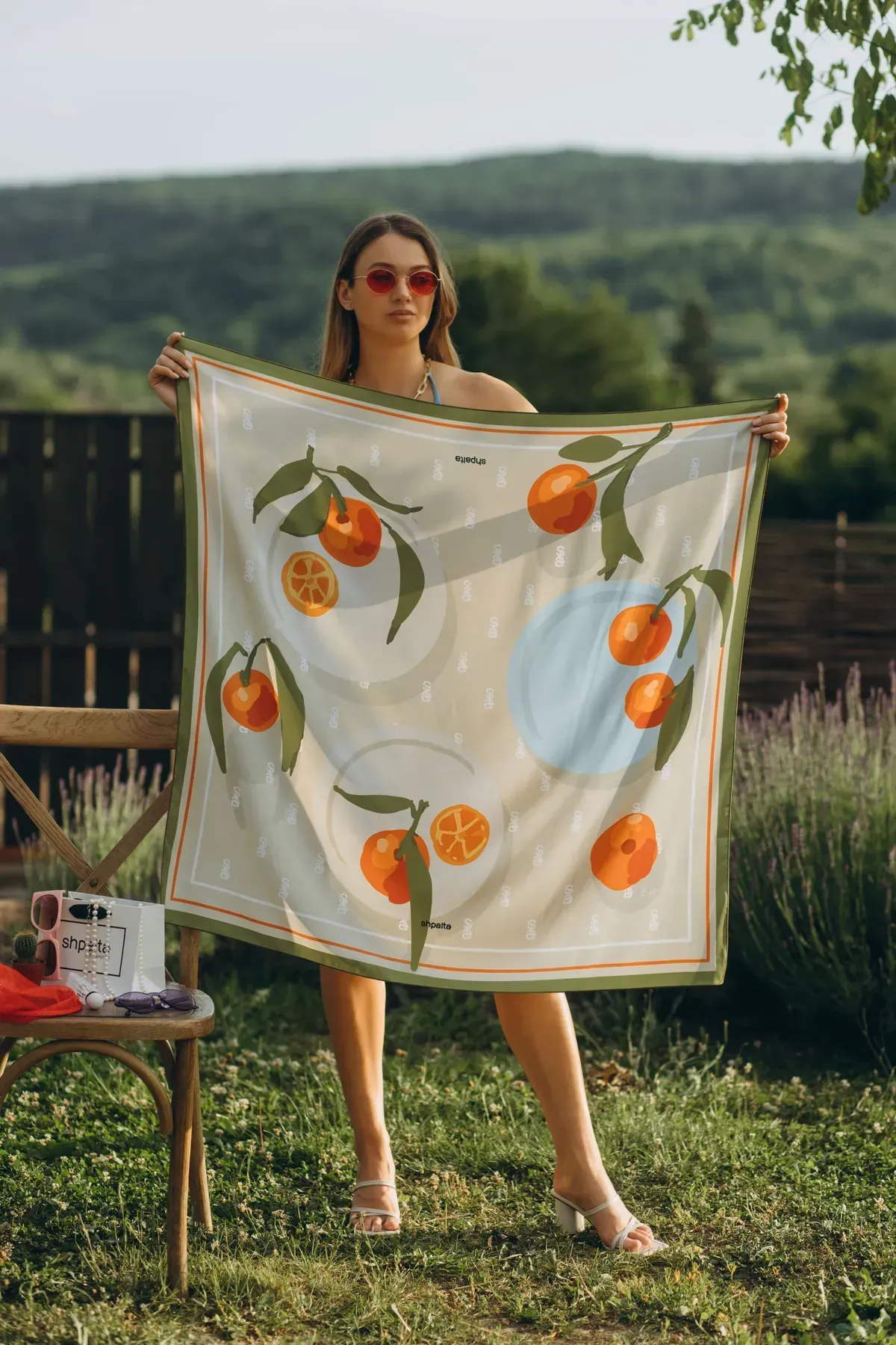 Платок мандарины шелковый 55х55 см Разноцветный - фото 5 Платок мандарины шелковый 55х55 см Разноцветный - фото 5