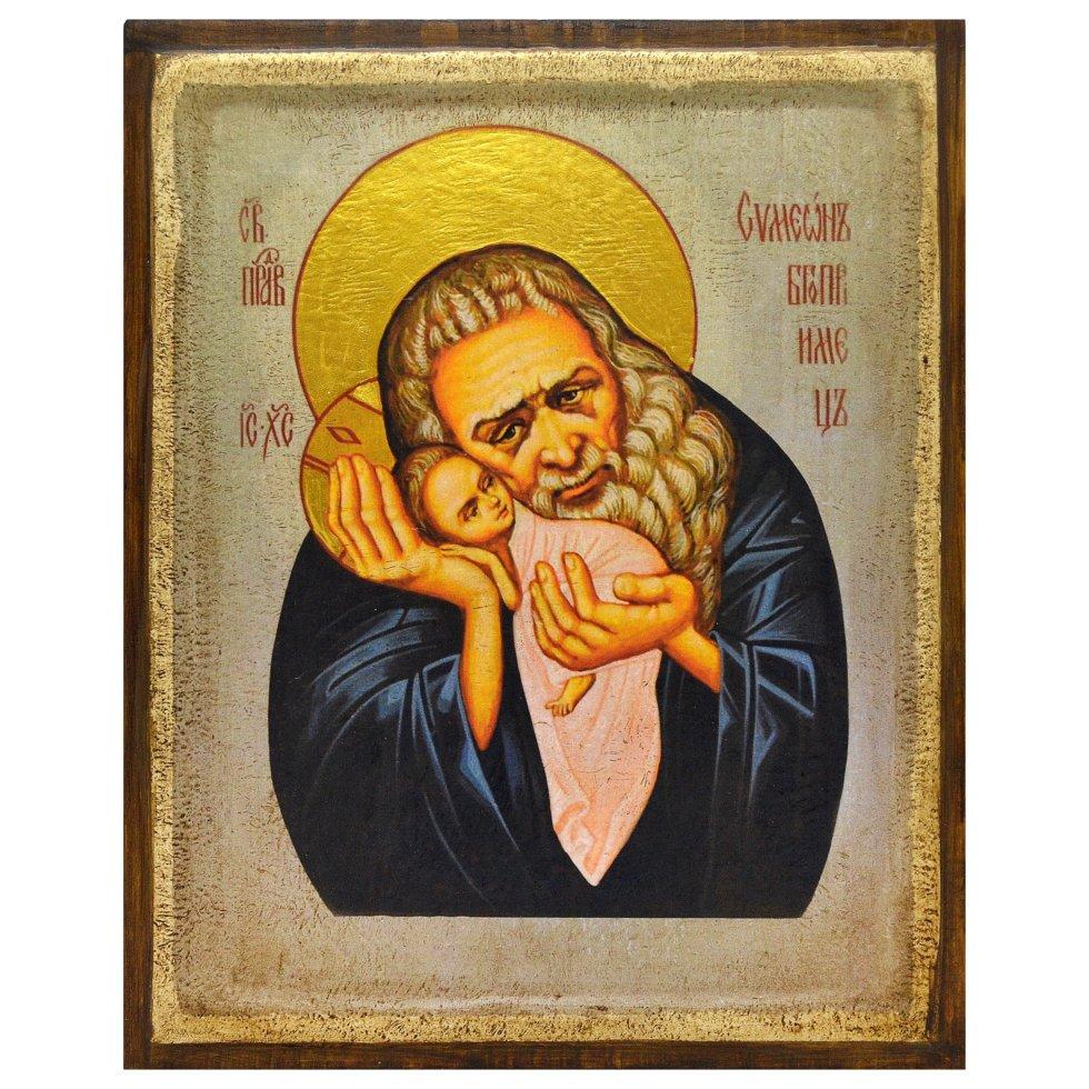 Икона Святой Симеон Богоприимец на дереве 20х15 см (112-0110м)