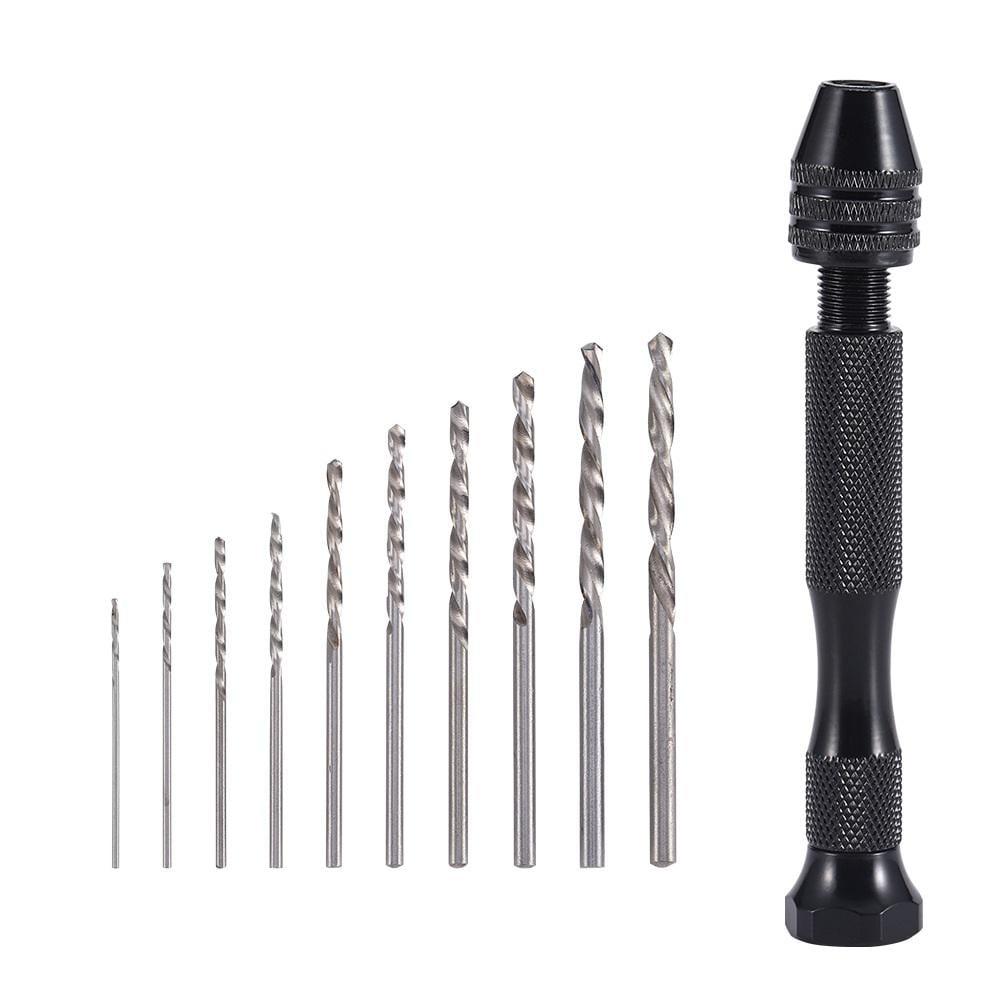 Набір ручного свердління для ювелірних робіт з 10 мікросвердлами 0,8/3,0 мм Чорний (U9428)