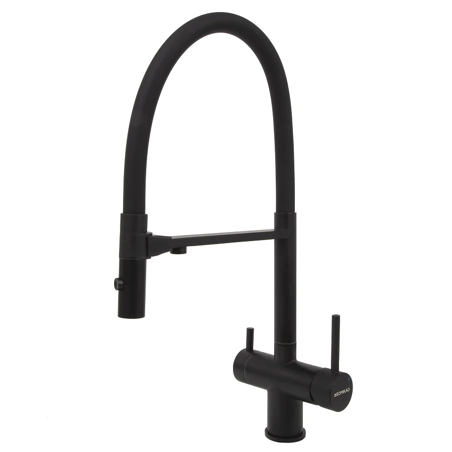 Змішувач кухонний LEOMIKAO KAWAGUCHI-S Flexo Filter BK Чорний матовий (526807)