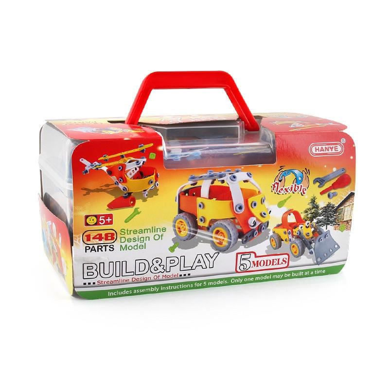Конструктор детский 5в1 Машинки для мальчика 148 гибких деталей (h33243)