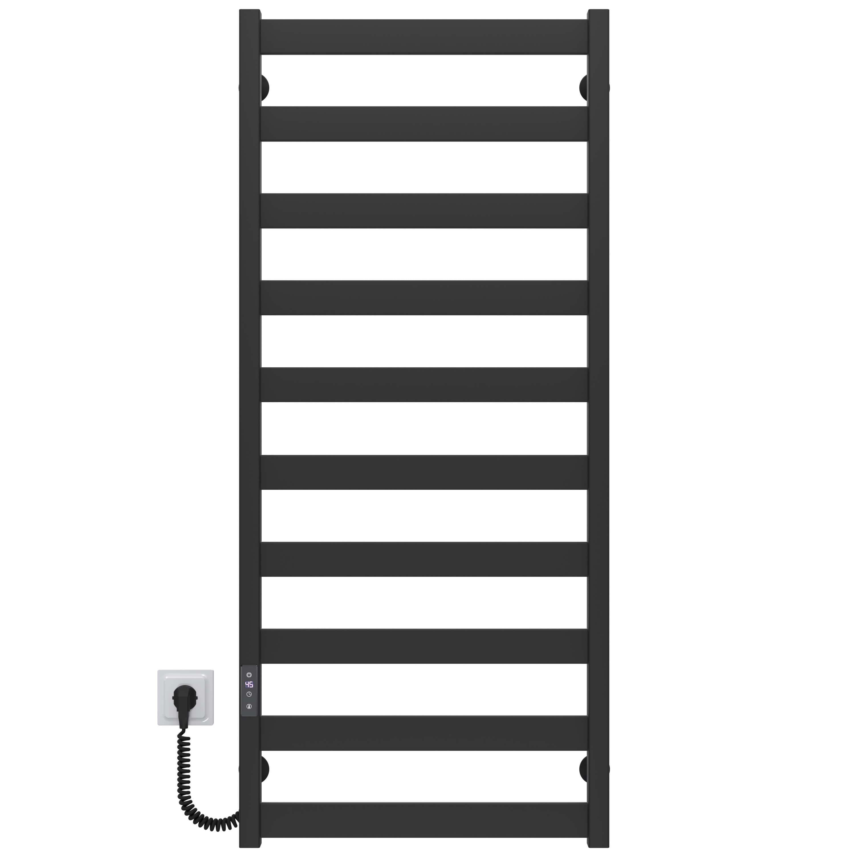 Полотенцесушитель электрический Deffi Harmony П10 JD04 левое подключение крашеная сталь 450х1200 см Черный (B.HR.120.45.10.EBL2)