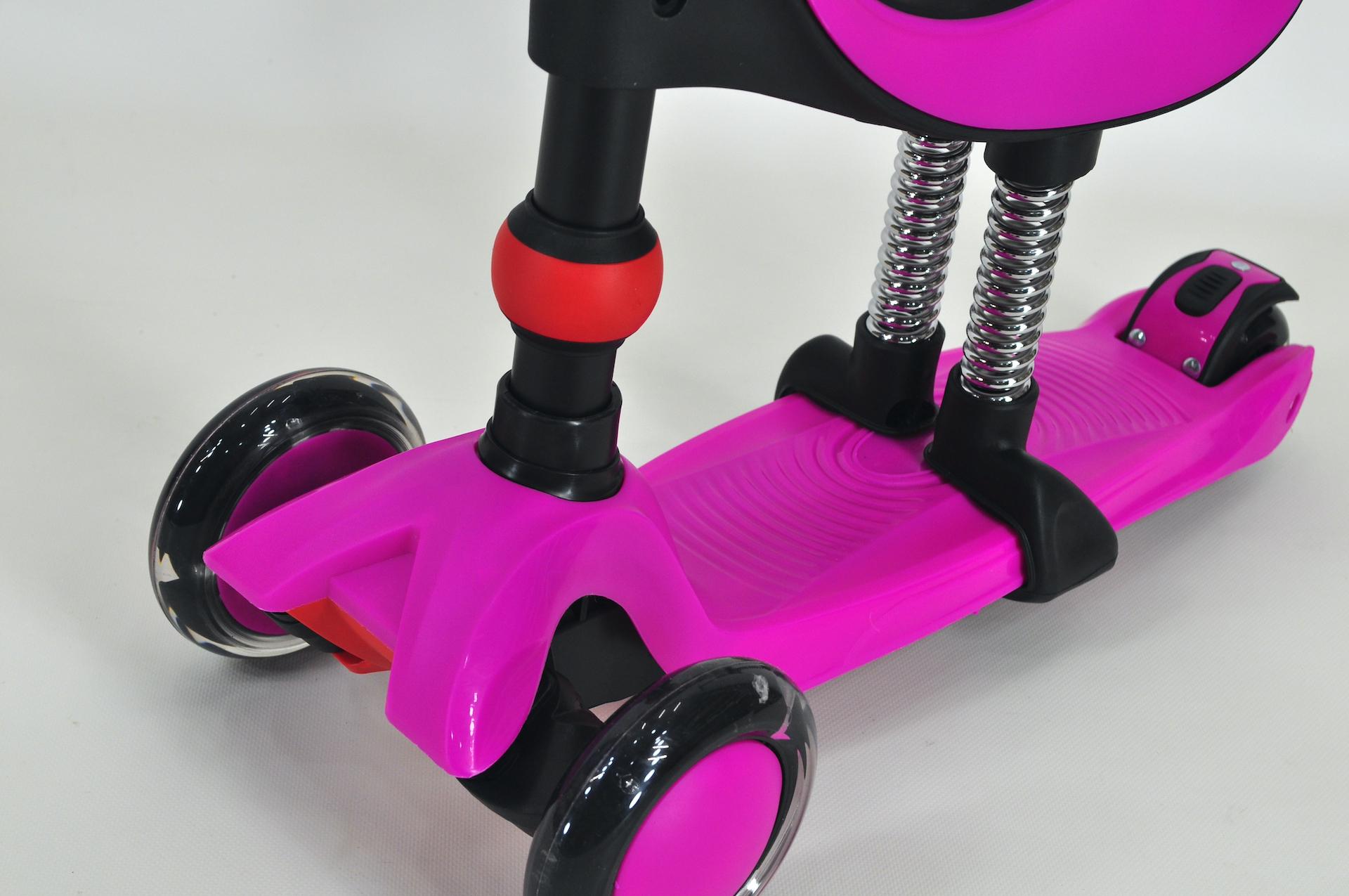 Самокат біговел Maraton Credo 3в1 дитячий триколісний з сидінням та батьківською ручкою Рожевий - фото 5