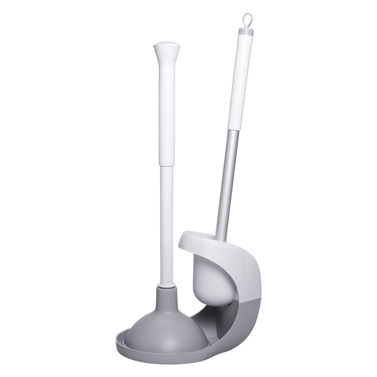 Ершик для чистки туалета с подставкой и вантузом HP-35015-28 50 см Серый (A-035251) Ершик для чистки туалета с подставкой и вантузом HP-35015-28 50 см Серый (A-035251)