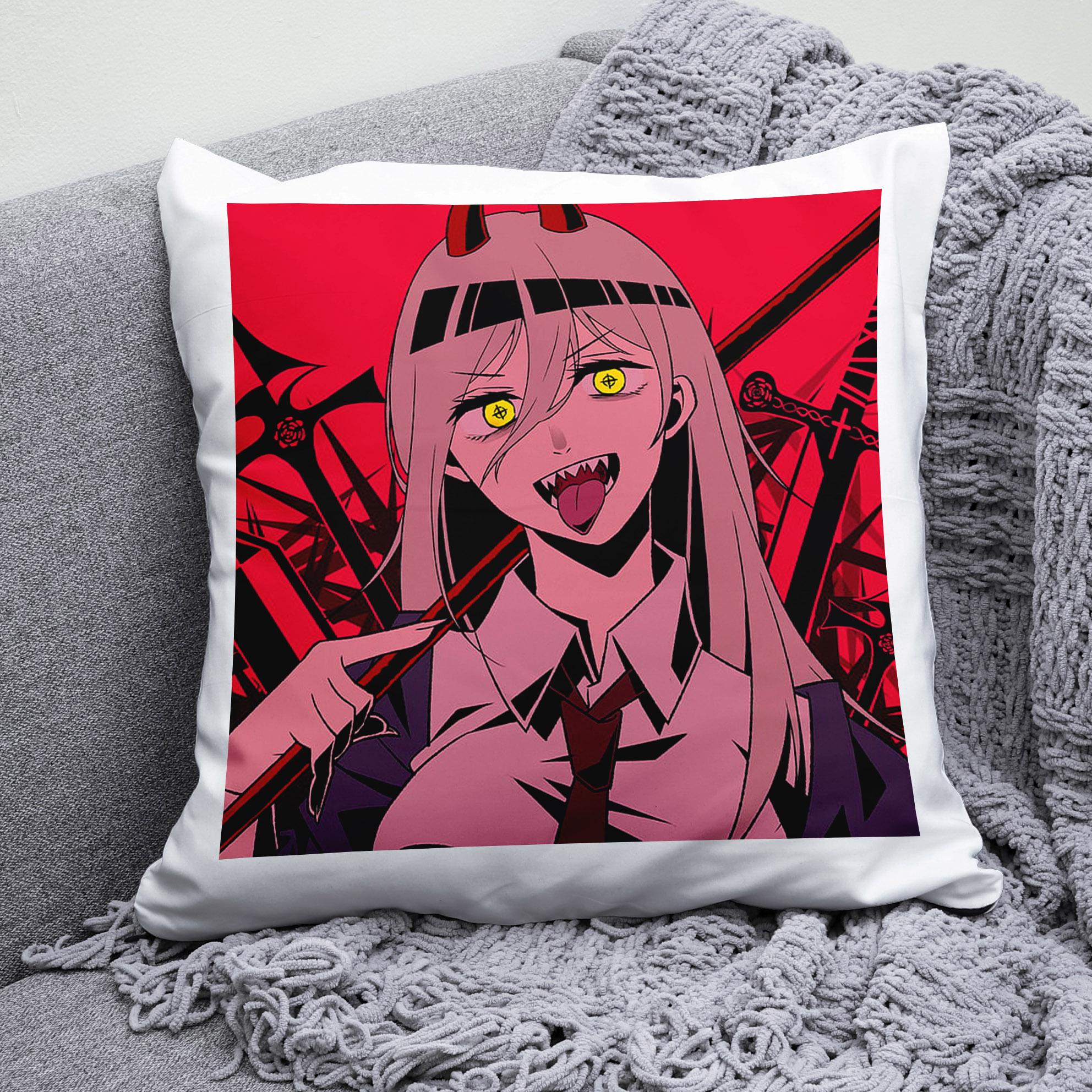 Плюшевая подушка квадрат с принтом аниме Chainsaw Man