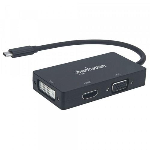 Док-станція Manhattan 152983 USB3.1 Type-C HDMI/DVI-I/VGA 10 см Black - фото 1