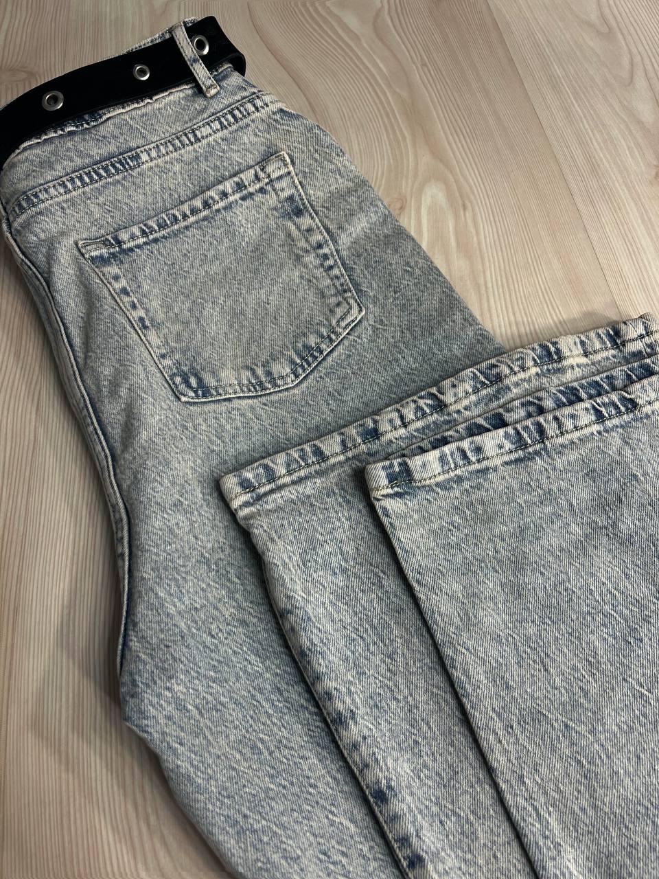 Джинсы женские LIUZIN 1360 wide leg широкие от бедра с ремнем р. 33 Голубой с коричневым (2337) - фото 6