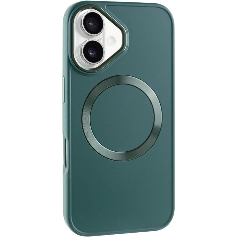 Противоударный TPU чехол Bonbon Metal Style with MagSafe для Apple iPhone 16 (6.1") Зеленый / Pine green
