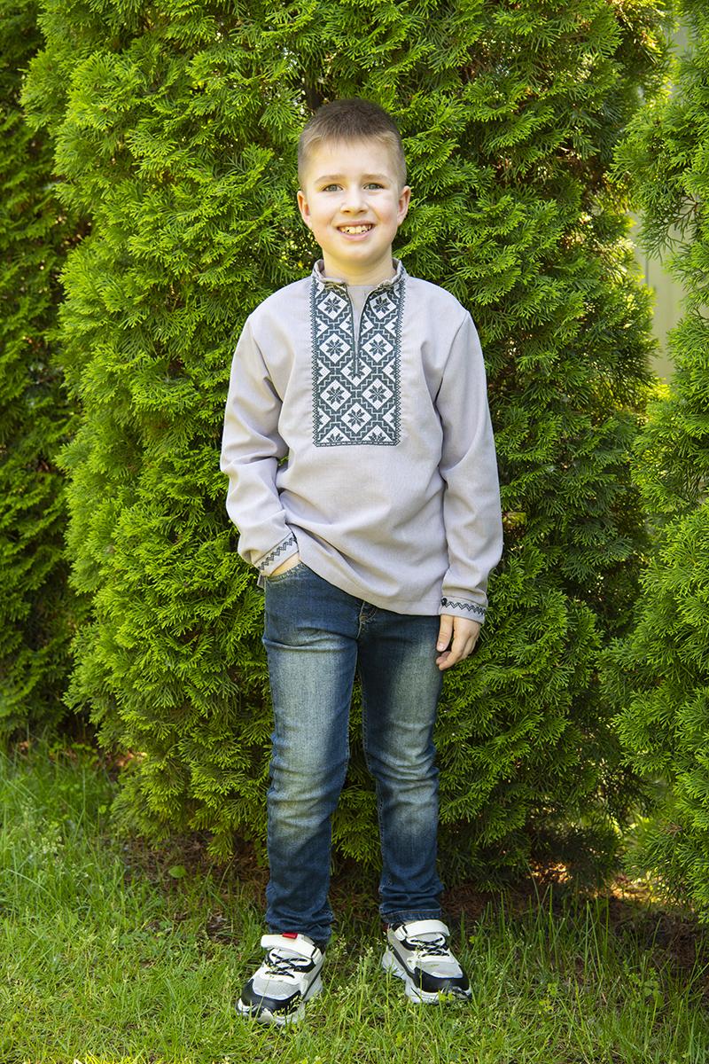 Вышиванка на мальчика лен с длинным рукавом 164 см Серый (2122055548) - фото 6 Вышиванка на мальчика лен с длинным рукавом 164 см Серый (2122055548) - фото 6