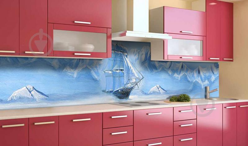 Скинали на кухню Zatarga  "Ледяное Море Корабль"  600х3000 мм виниловая 3Д наклейка кухонный фартук Z181732/2
