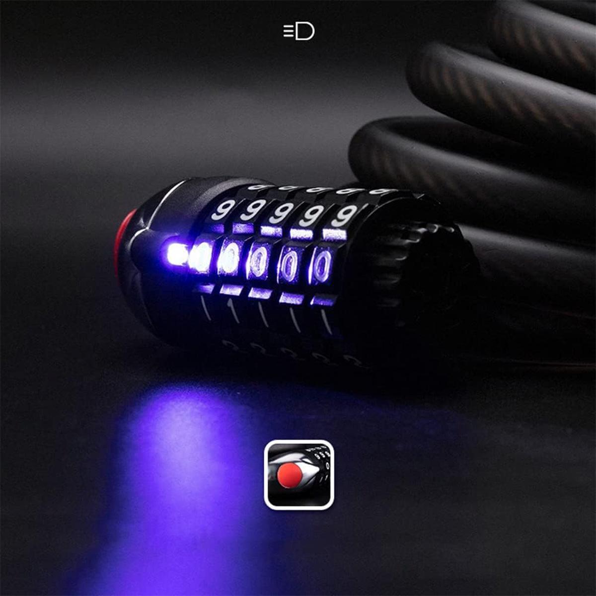 Замок кодовый велосипедный ROCKBROS RKS531 с подсветкой 120 см Черный (RB-RKS531-2795) - фото 5 Замок кодовый велосипедный ROCKBROS RKS531 с подсветкой 120 см Черный (RB-RKS531-2795) - фото 5