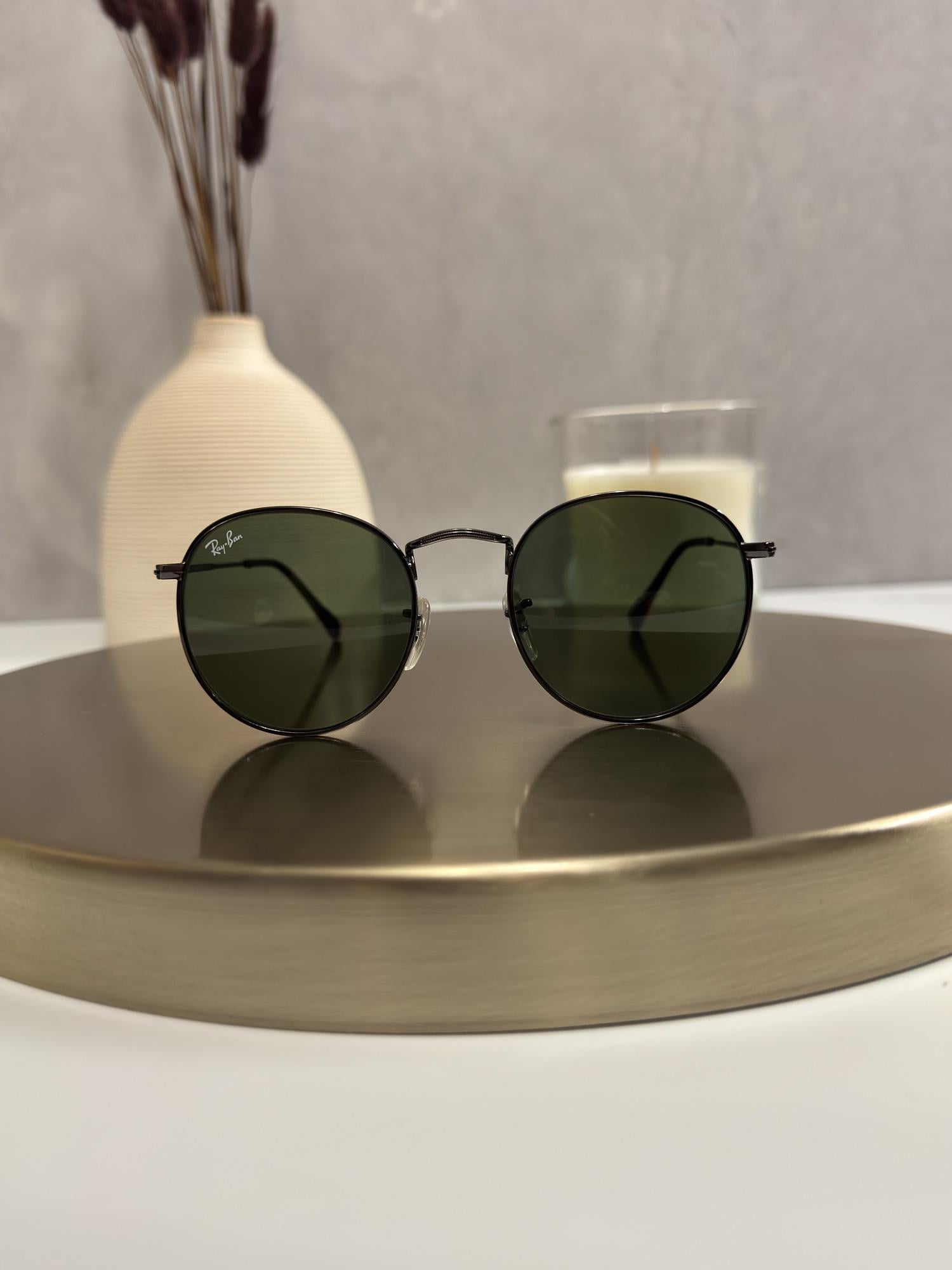Солнцезащитные очки Ray-Ban RB3447 004 Round Metal Gunmetal/Green