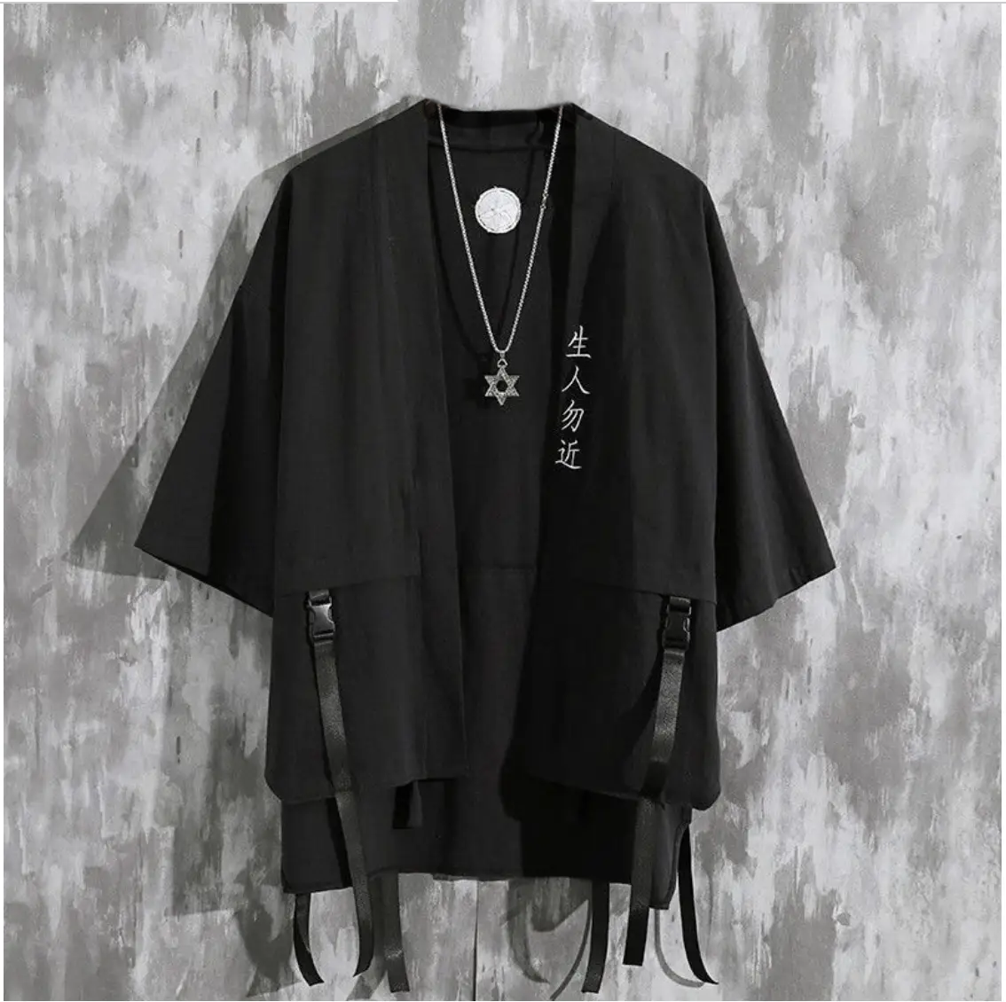 Хаорі кимоно Samurai Ninja у японському стилі Cyberpunk Techwear M Black (MK001056) - фото 2 Хаорі кимоно Samurai Ninja у японському стилі Cyberpunk Techwear M Black (MK001056) - фото 2