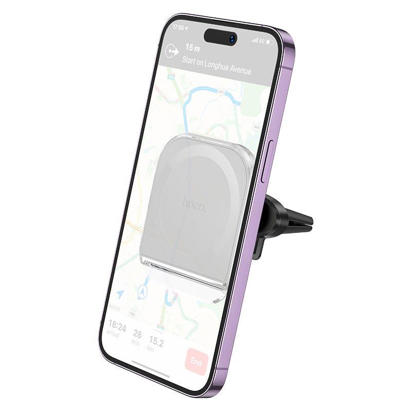 Держатель в авто Hoco H42 Crystal Ring магнитный на дефлектор 4,5–7" Серый (635174)