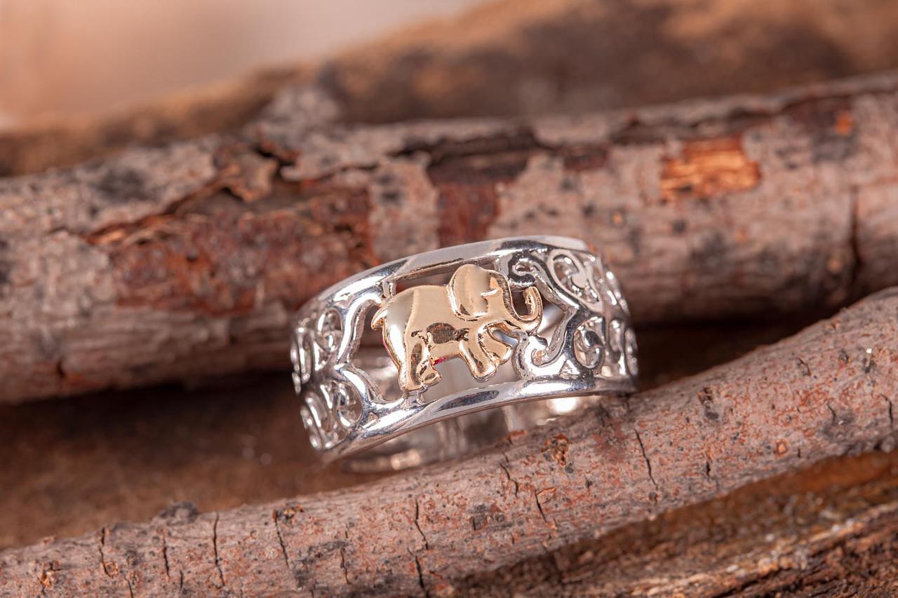 Кільце слоник із білого та жовтого золота (2246441860)