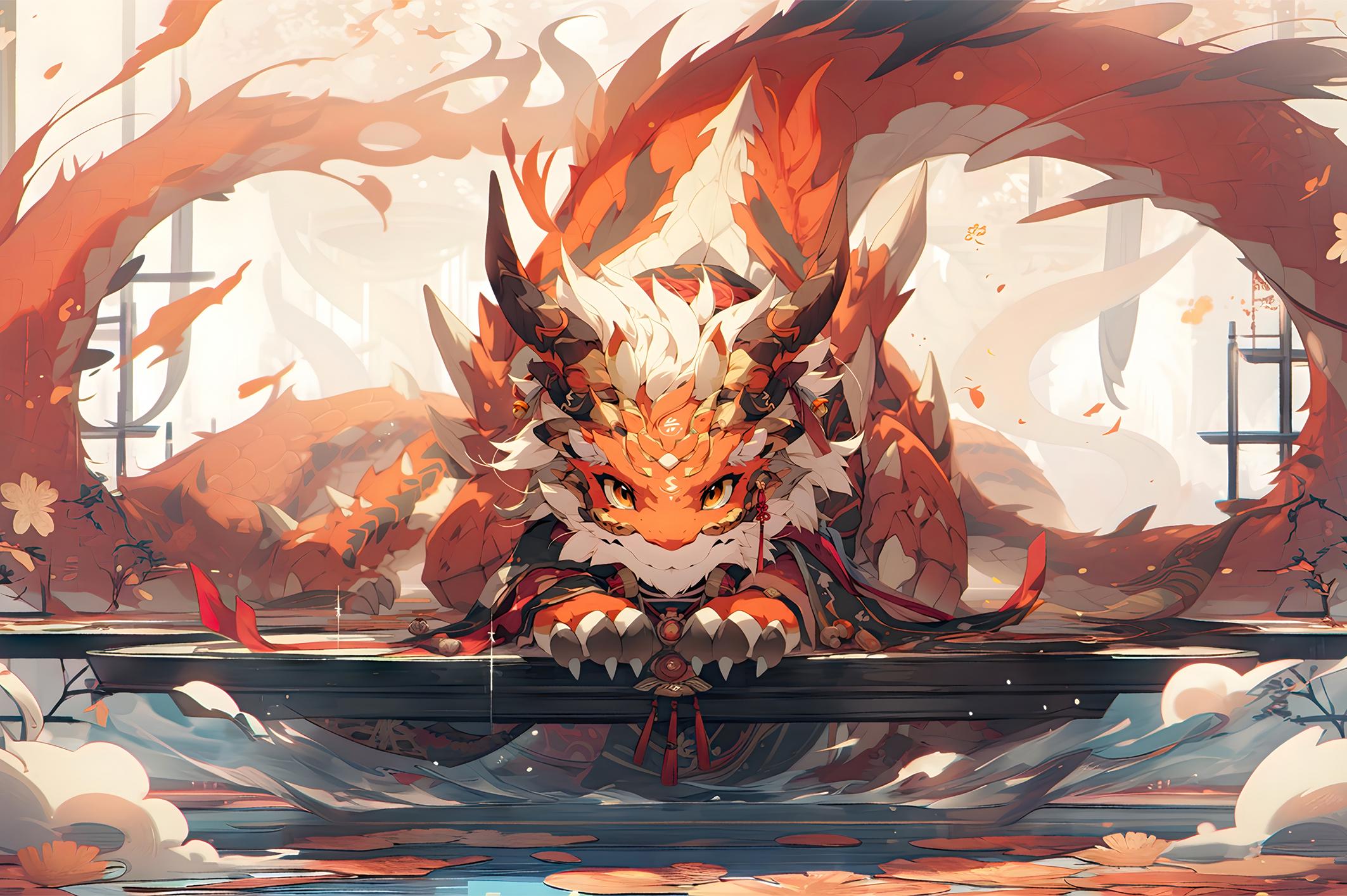 Фотообои флизелиновые Upstream Японский дракон защитник 230х153 см (S5KID-073/3)