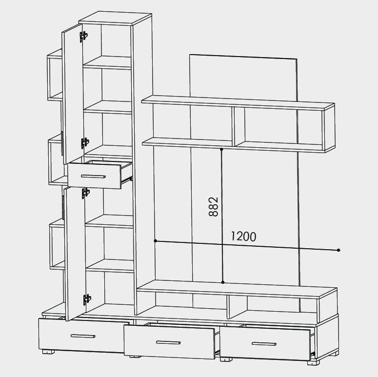 Стенка для гостиной Эверест Бриз Пенал 18 Венге/Дуб молочный (е-20048) - фото 3