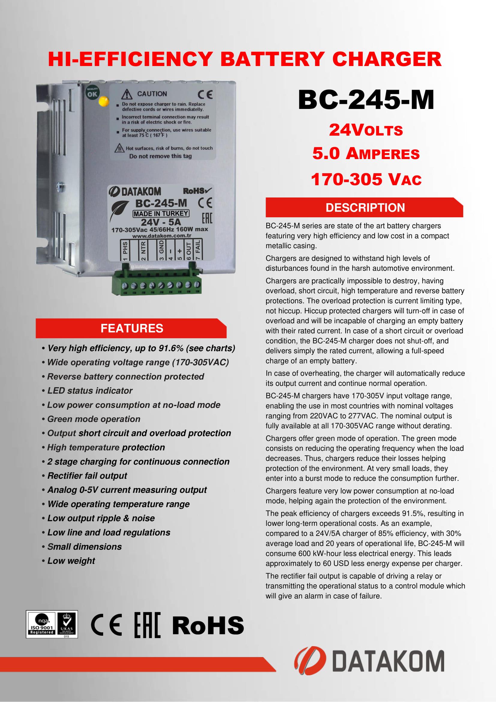 Зарядное устройство для аккумулятора DATAKOM BC-245-M 24 В 5 A - фото 2