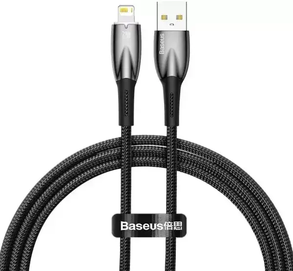 Кабель BASEUS Glimmer Series Fast Charging Cable USB to Lightning CADH000201 2,4A 1 м Black