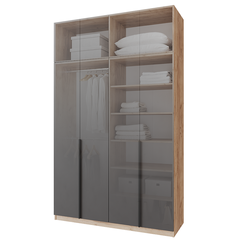 Шкаф распашной с антресолью Меблітренд Чиназес Чиа-1600.4 1600х500х2450 мм Дуб крафт золотой/Графитовый (26842030) - фото 3 Шкаф распашной с антресолью Меблітренд Чиназес Чиа-1600.4 1600х500х2450 мм Дуб крафт золотой/Графитовый (26842030) - фото 3