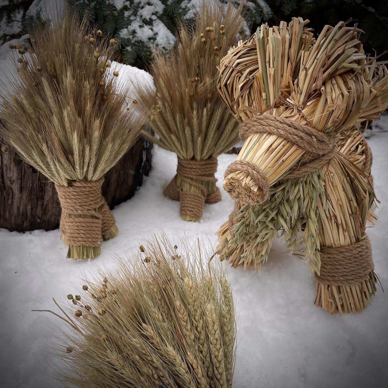 Рождественский дидух из ржаных колосьев и льна 30 см (2371006860) - фото 3 Рождественский дидух из ржаных колосьев и льна 30 см (2371006860) - фото 3