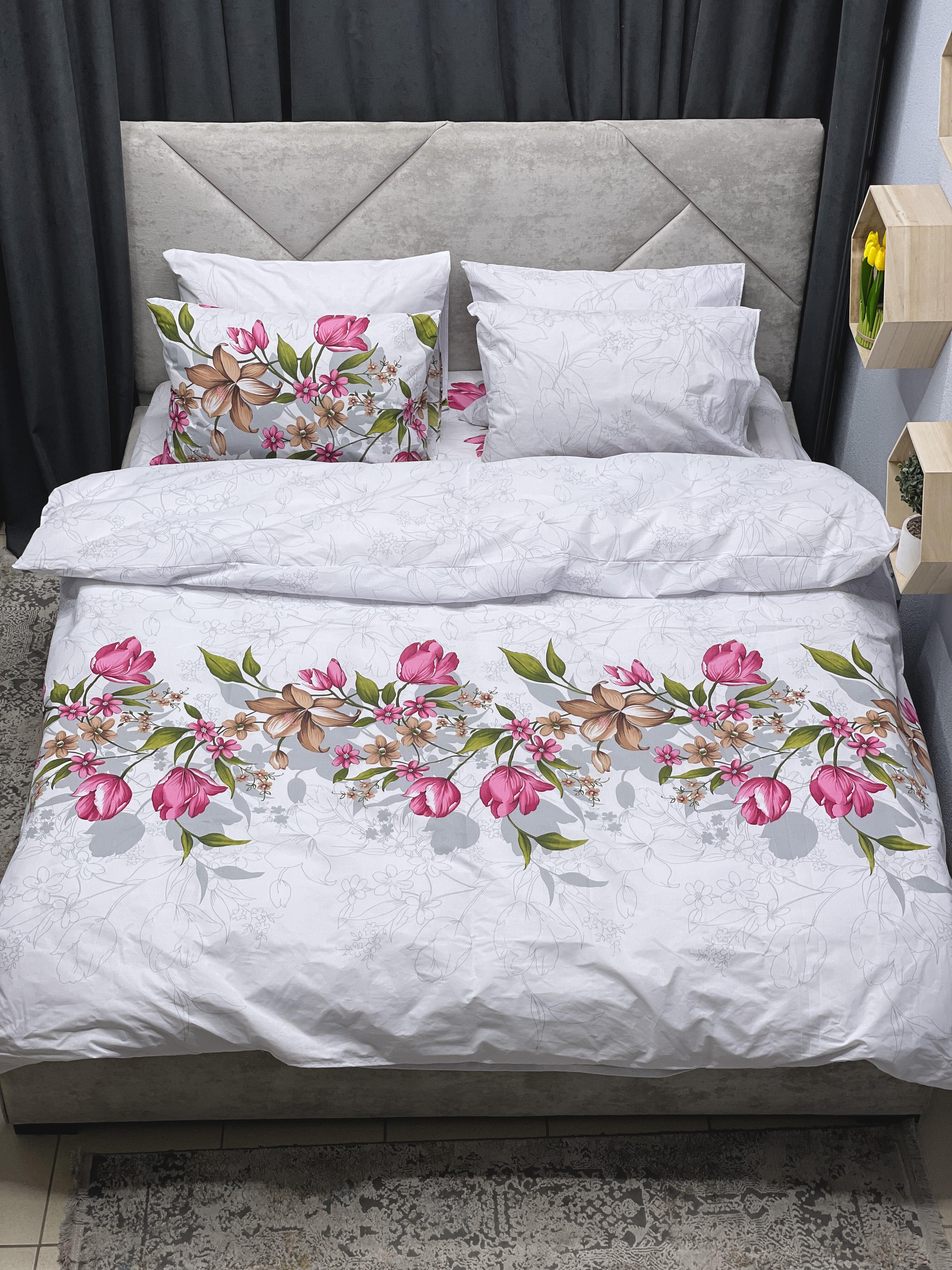 Комплект постельного белья Ego-textile 2123F безевый с цветочным принтом (199741461)