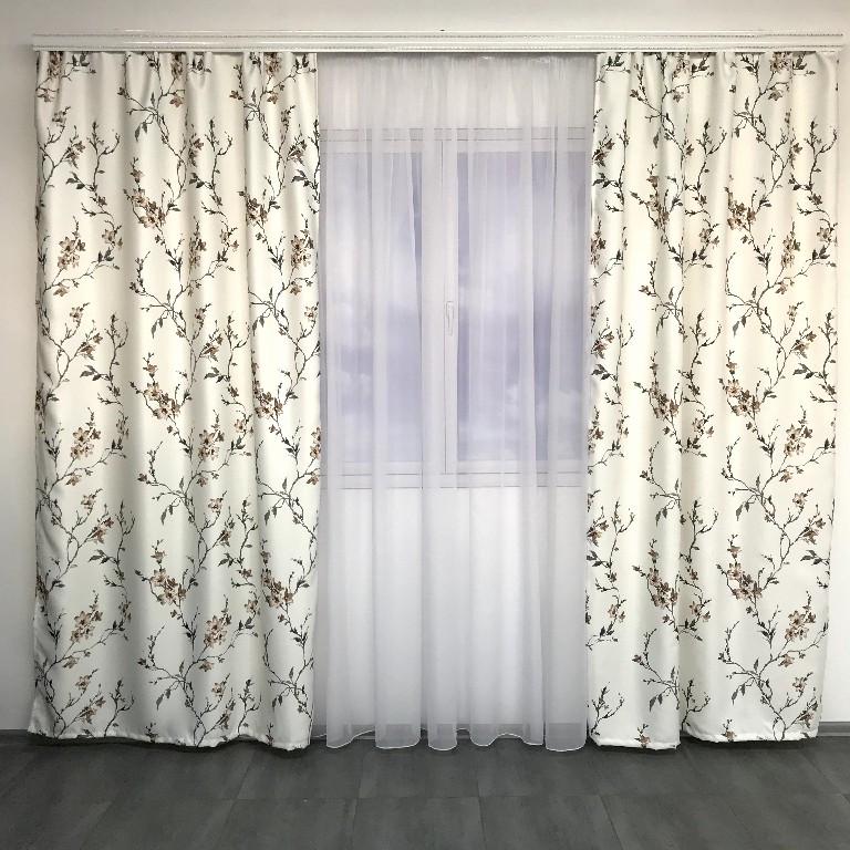 Готовые шторы ALBO с принтом 150x270 см 2 шт. Коричневый (SH-611-3)